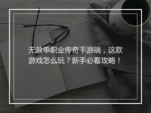 无赦单职业传奇手游端，这款游戏怎么玩？新手必看攻略！