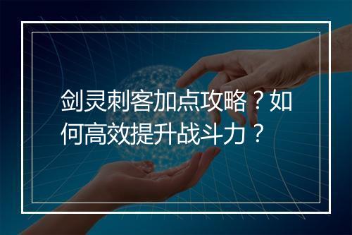 剑灵刺客加点攻略？如何高效提升战斗力？