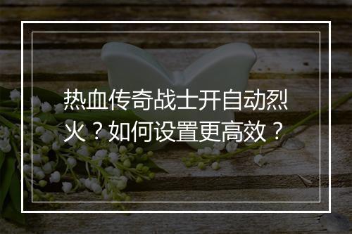 热血传奇战士开自动烈火？如何设置更高效？