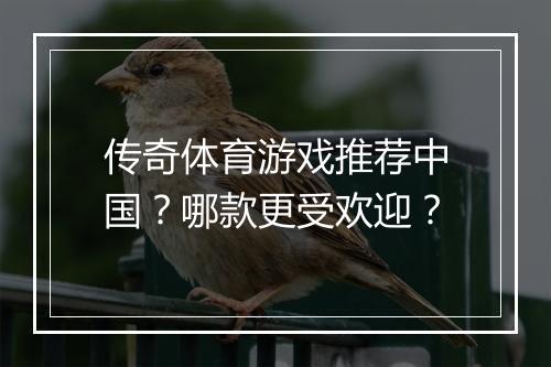 传奇体育游戏推荐中国？哪款更受欢迎？