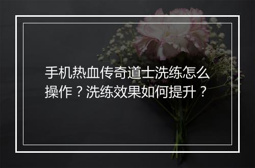 手机热血传奇道士洗练怎么操作？洗练效果如何提升？