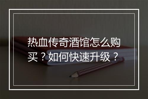 热血传奇酒馆怎么购买？如何快速升级？
