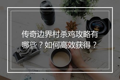 传奇边界村杀鸡攻略有哪些？如何高效获得？