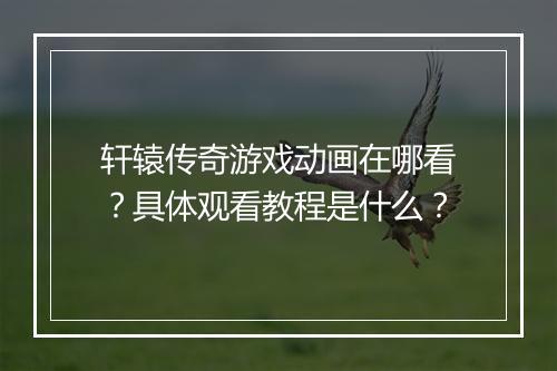 轩辕传奇游戏动画在哪看？具体观看教程是什么？