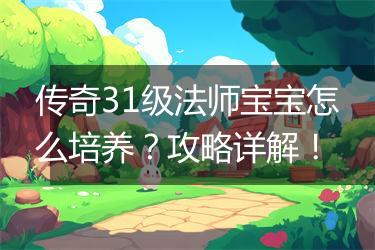 传奇31级法师宝宝怎么培养？攻略详解！