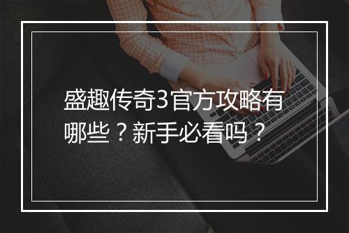 盛趣传奇3官方攻略有哪些？新手必看吗？
