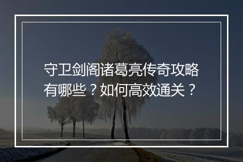 守卫剑阁诸葛亮传奇攻略有哪些？如何高效通关？