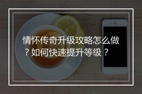 情怀传奇升级攻略怎么做？如何快速提升等级？