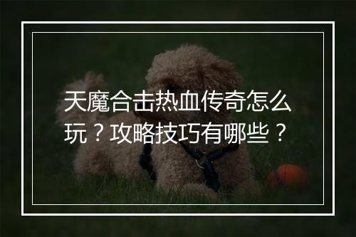 天魔合击热血传奇怎么玩？攻略技巧有哪些？