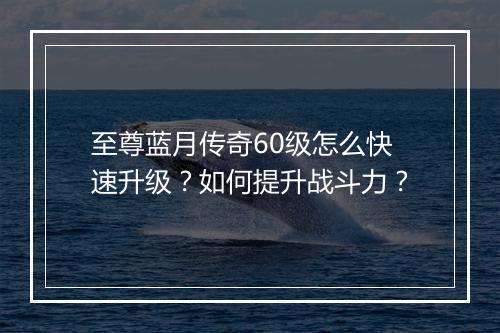 至尊蓝月传奇60级怎么快速升级？如何提升战斗力？