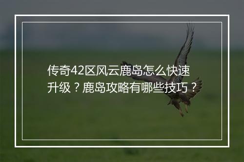 传奇42区风云鹿岛怎么快速升级？鹿岛攻略有哪些技巧？