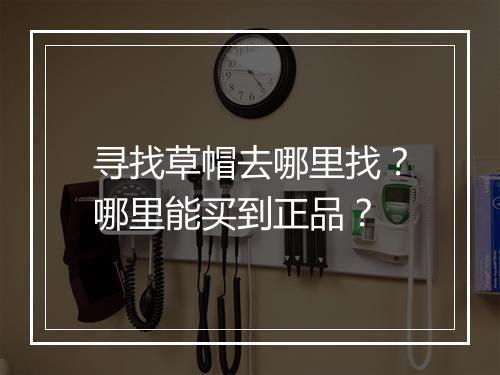 寻找草帽去哪里找？哪里能买到正品？
