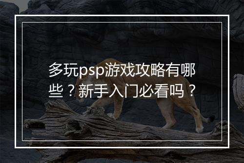 多玩psp游戏攻略有哪些？新手入门必看吗？
