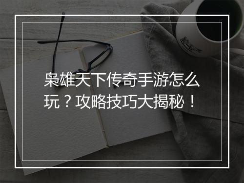 枭雄天下传奇手游怎么玩？攻略技巧大揭秘！