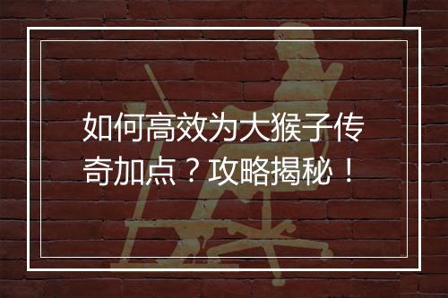 如何高效为大猴子传奇加点？攻略揭秘！