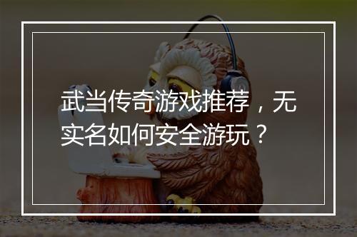 武当传奇游戏推荐，无实名如何安全游玩？