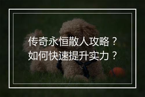 传奇永恒散人攻略？如何快速提升实力？