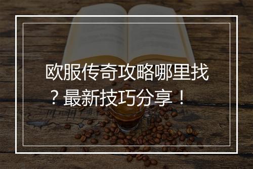 欧服传奇攻略哪里找？最新技巧分享！