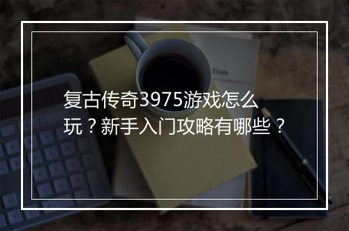 复古传奇3975游戏怎么玩？新手入门攻略有哪些？
