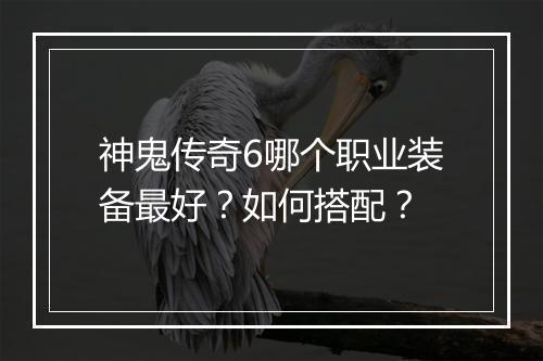 神鬼传奇6哪个职业装备最好？如何搭配？