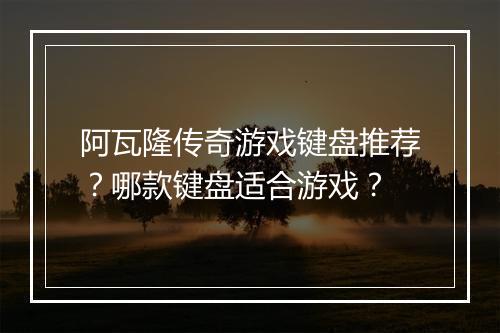 阿瓦隆传奇游戏键盘推荐？哪款键盘适合游戏？