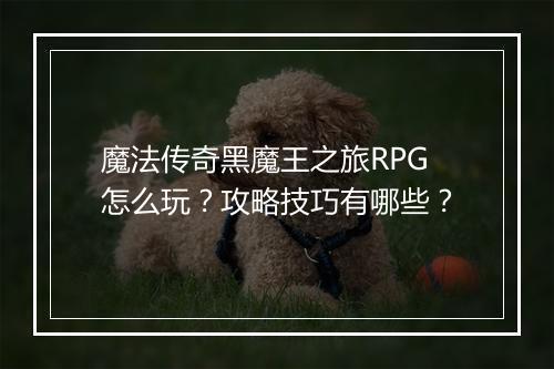 魔法传奇黑魔王之旅RPG怎么玩？攻略技巧有哪些？