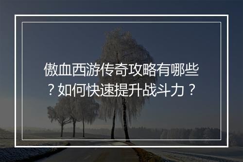 傲血西游传奇攻略有哪些？如何快速提升战斗力？