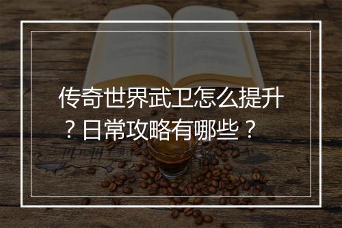 传奇世界武卫怎么提升？日常攻略有哪些？