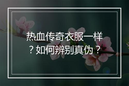 热血传奇衣服一样？如何辨别真伪？