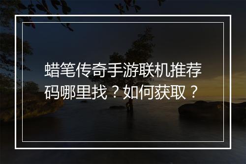 蜡笔传奇手游联机推荐码哪里找？如何获取？