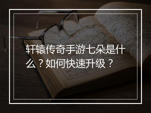 轩辕传奇手游七朵是什么？如何快速升级？
