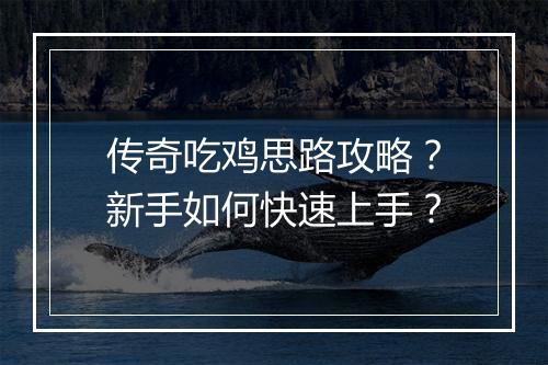 传奇吃鸡思路攻略？新手如何快速上手？