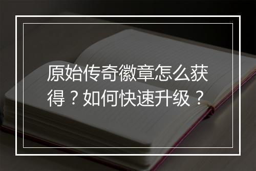 原始传奇徽章怎么获得？如何快速升级？