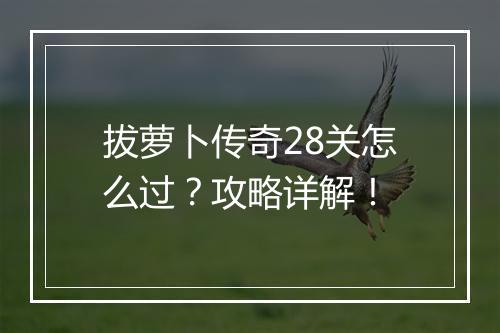 拔萝卜传奇28关怎么过？攻略详解！