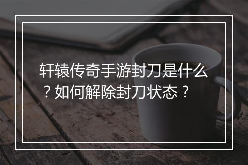 轩辕传奇手游封刀是什么？如何解除封刀状态？