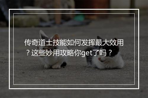 传奇道士技能如何发挥最大效用？这些妙用攻略你get了吗？