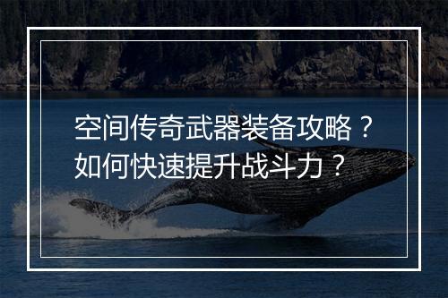 空间传奇武器装备攻略？如何快速提升战斗力？