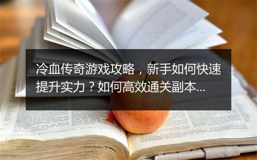 冷血传奇游戏攻略，新手如何快速提升实力？如何高效通关副本？