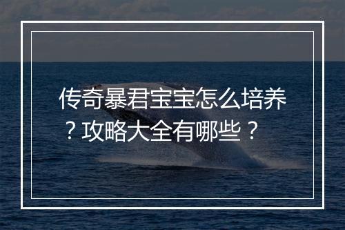 传奇暴君宝宝怎么培养？攻略大全有哪些？