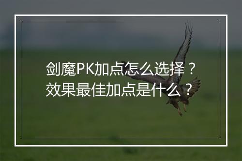 剑魔PK加点怎么选择？效果最佳加点是什么？