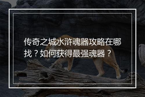 传奇之城水浒魂器攻略在哪找？如何获得最强魂器？