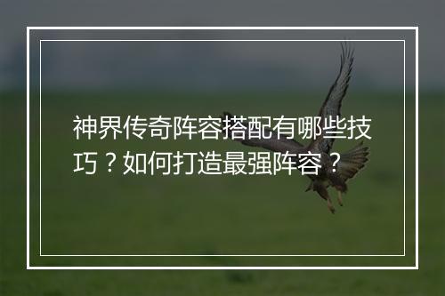 神界传奇阵容搭配有哪些技巧？如何打造最强阵容？