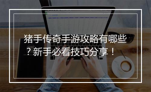猪手传奇手游攻略有哪些？新手必看技巧分享！