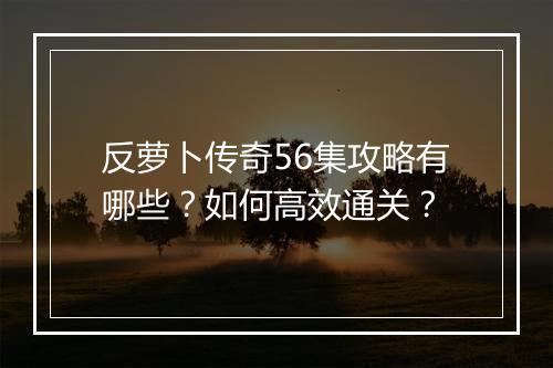 反萝卜传奇56集攻略有哪些？如何高效通关？