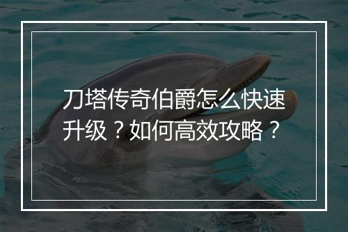 刀塔传奇伯爵怎么快速升级？如何高效攻略？