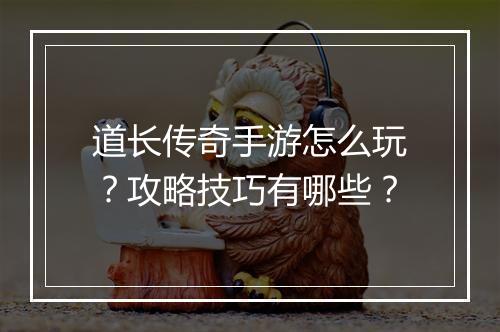 道长传奇手游怎么玩？攻略技巧有哪些？