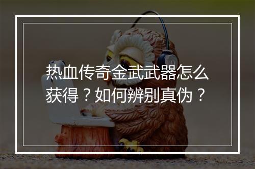 热血传奇金武武器怎么获得？如何辨别真伪？