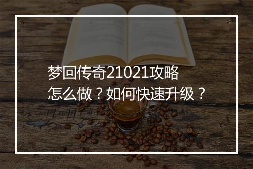 梦回传奇21021攻略怎么做？如何快速升级？
