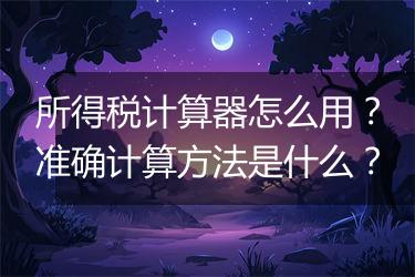 所得税计算器怎么用？准确计算方法是什么？