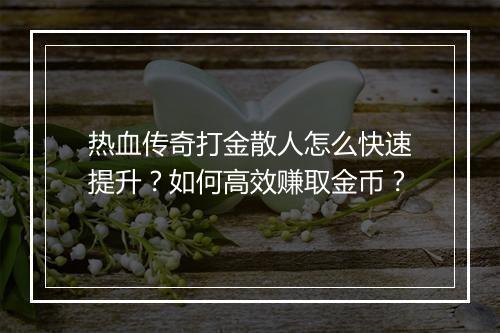 热血传奇打金散人怎么快速提升？如何高效赚取金币？